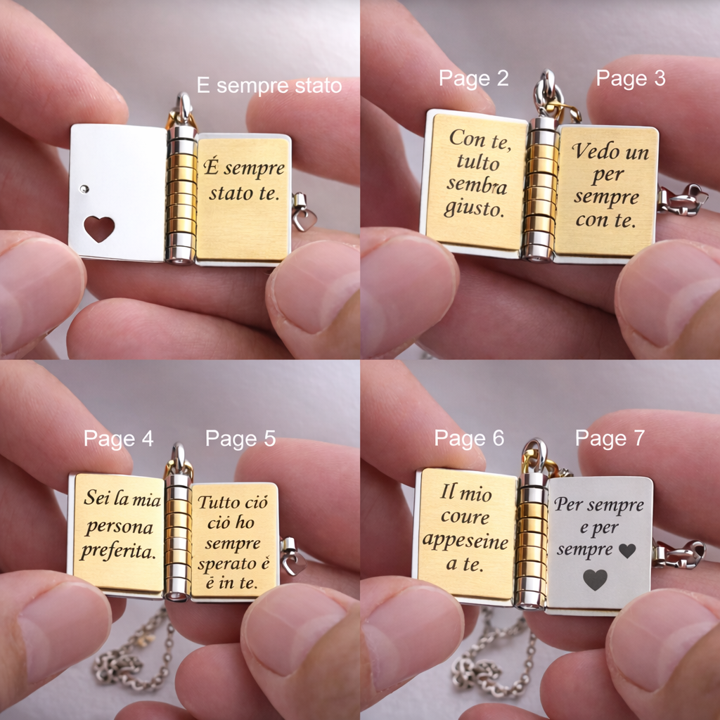 My Love Book Necklace – Engraved Love Letter Pendant | Personalised Gift for Couples