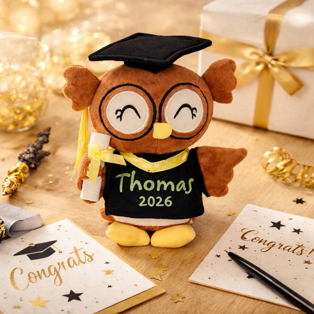 Personalised Graduation Owl Plush | Custom Name & Year Teddy Gift | Class of 2026 Graduate Keepsake | Cute Graduation Gift