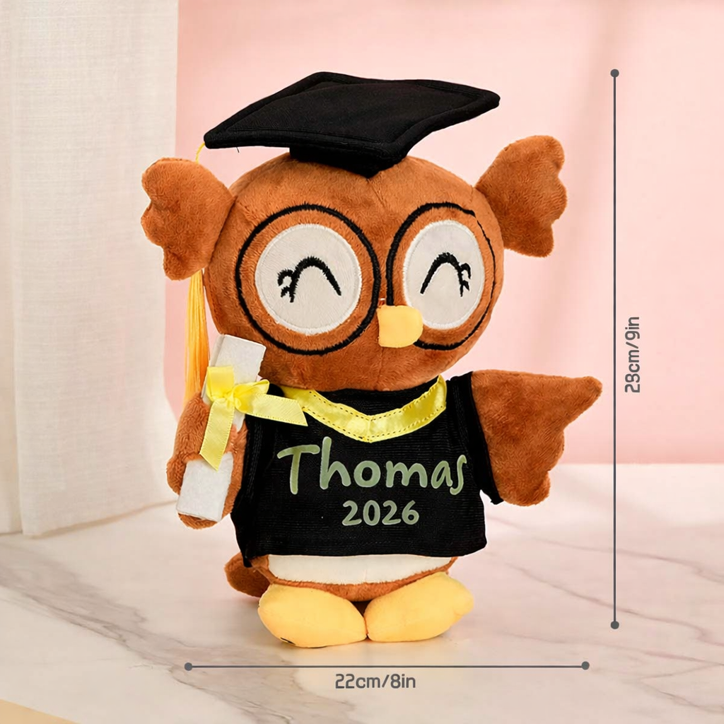 Personalised Graduation Owl Plush | Custom Name & Year Teddy Gift | Class of 2026 Graduate Keepsake | Cute Graduation Gift