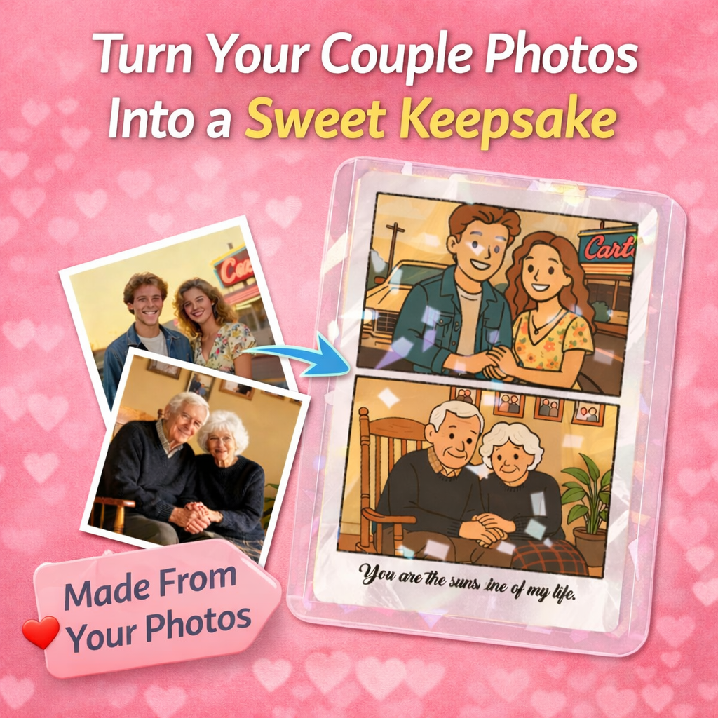 Custom Photo & Text Anime-Style Double-Sided Card | Personalised Keepsake Gift
