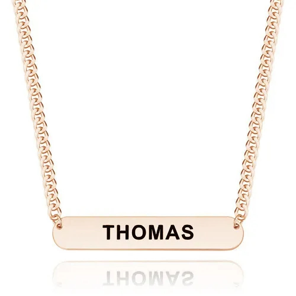 CustomName  Engraved Bar Necklace