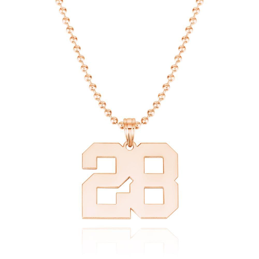 Custom Number Pendant Thick Chain Necklace
