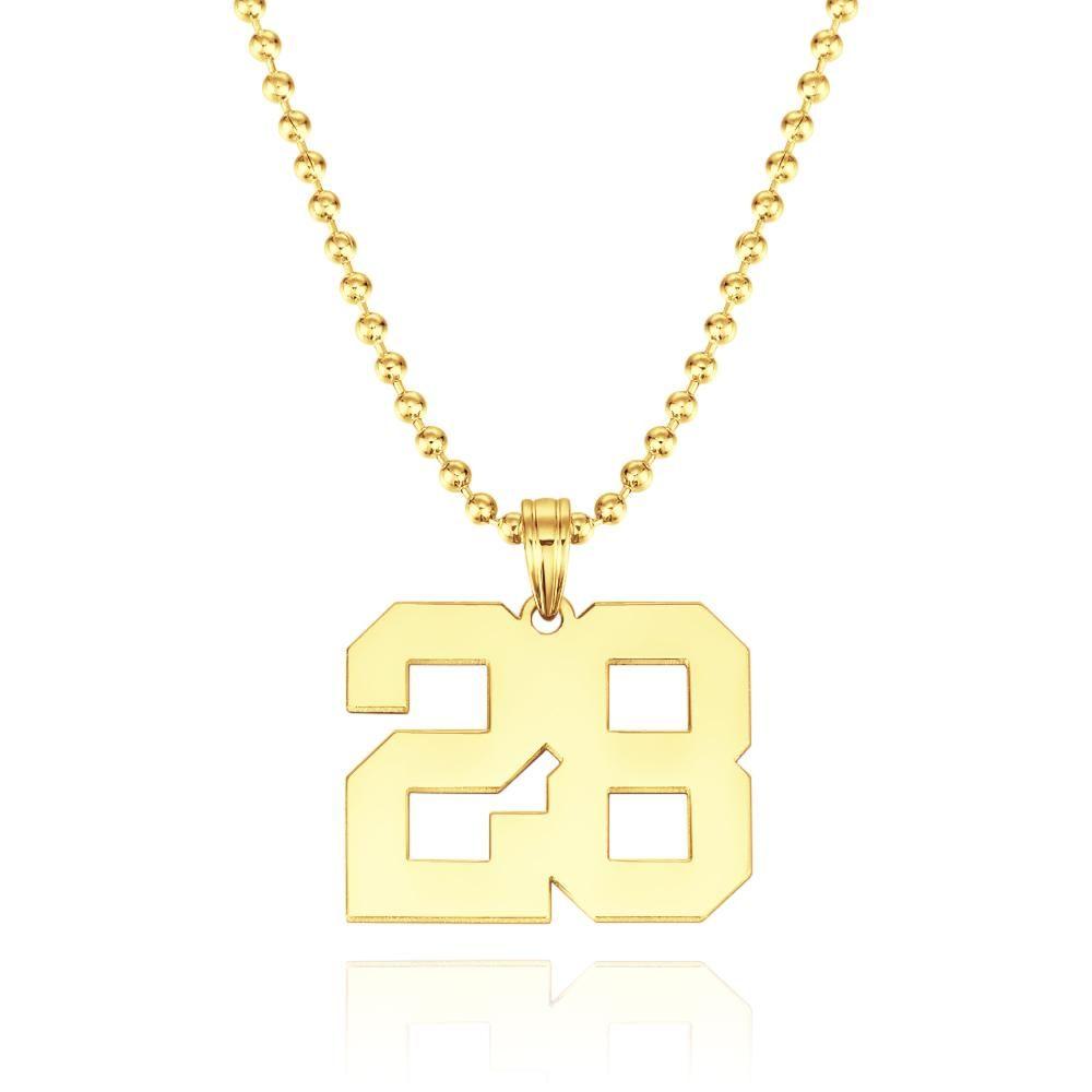 Custom Number Pendant Thick Chain Necklace