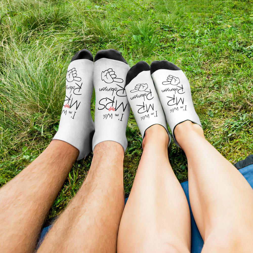 Personalised “I’m With Mr & Mrs” Couple Socks | Custom Name Matching Socks | Wedding & Anniversary Gift