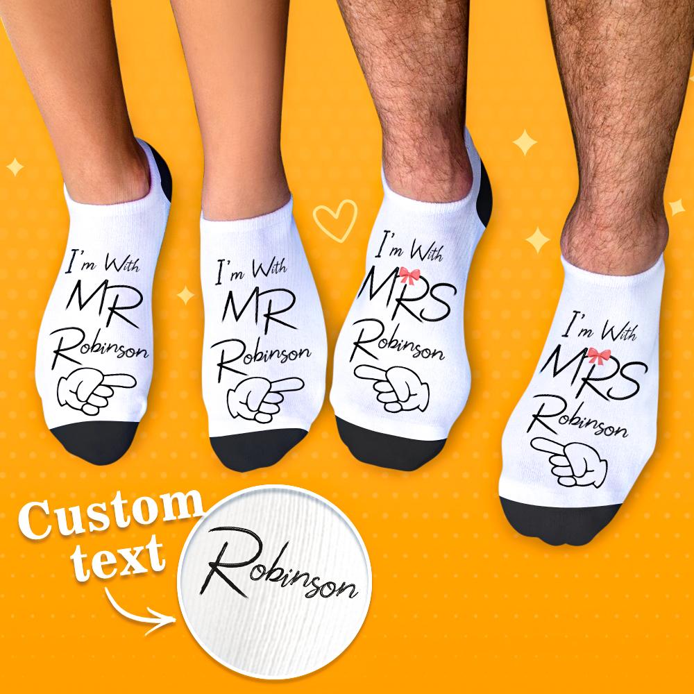 Personalised “I’m With Mr & Mrs” Couple Socks | Custom Name Matching Socks | Wedding & Anniversary Gift