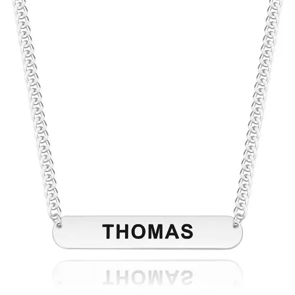 CustomName  Engraved Bar Necklace