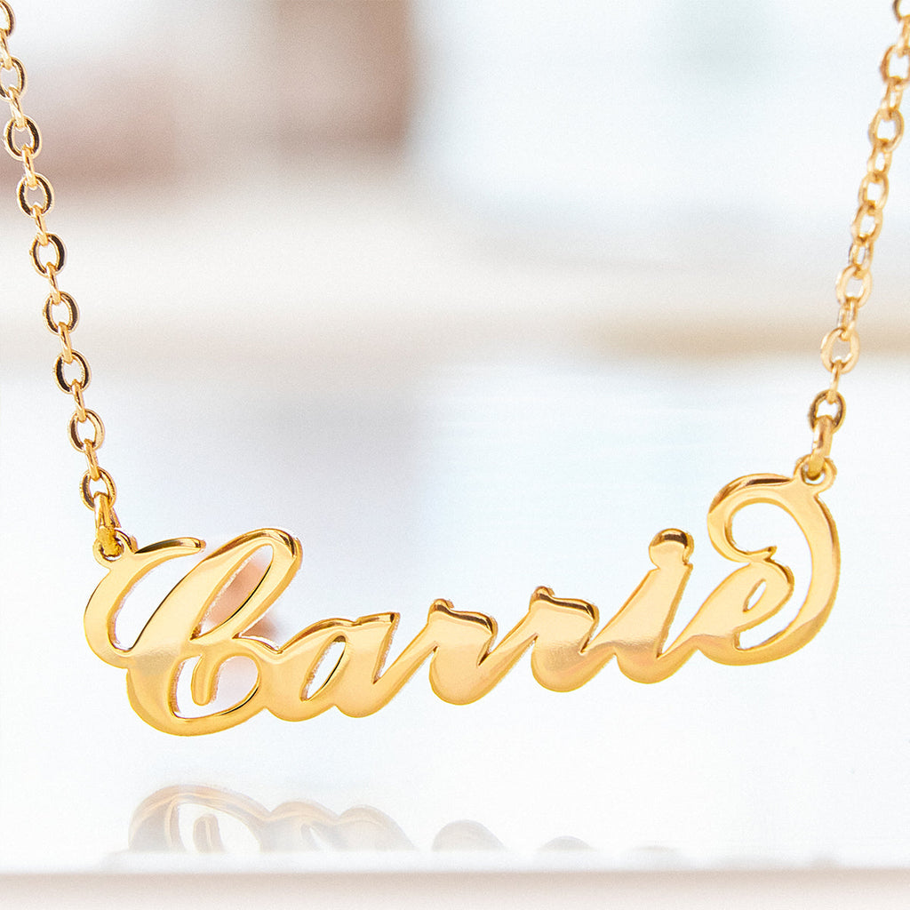 Custom Carrie Style Horizontal Name Necklace