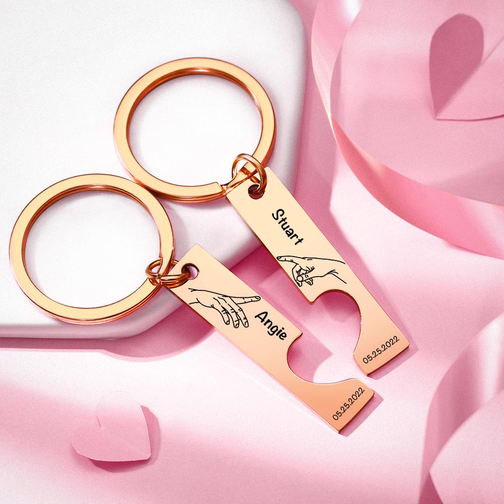 Stainless Steel Couple Keychain – Engraved Names, Dates & Custom Spotify Code