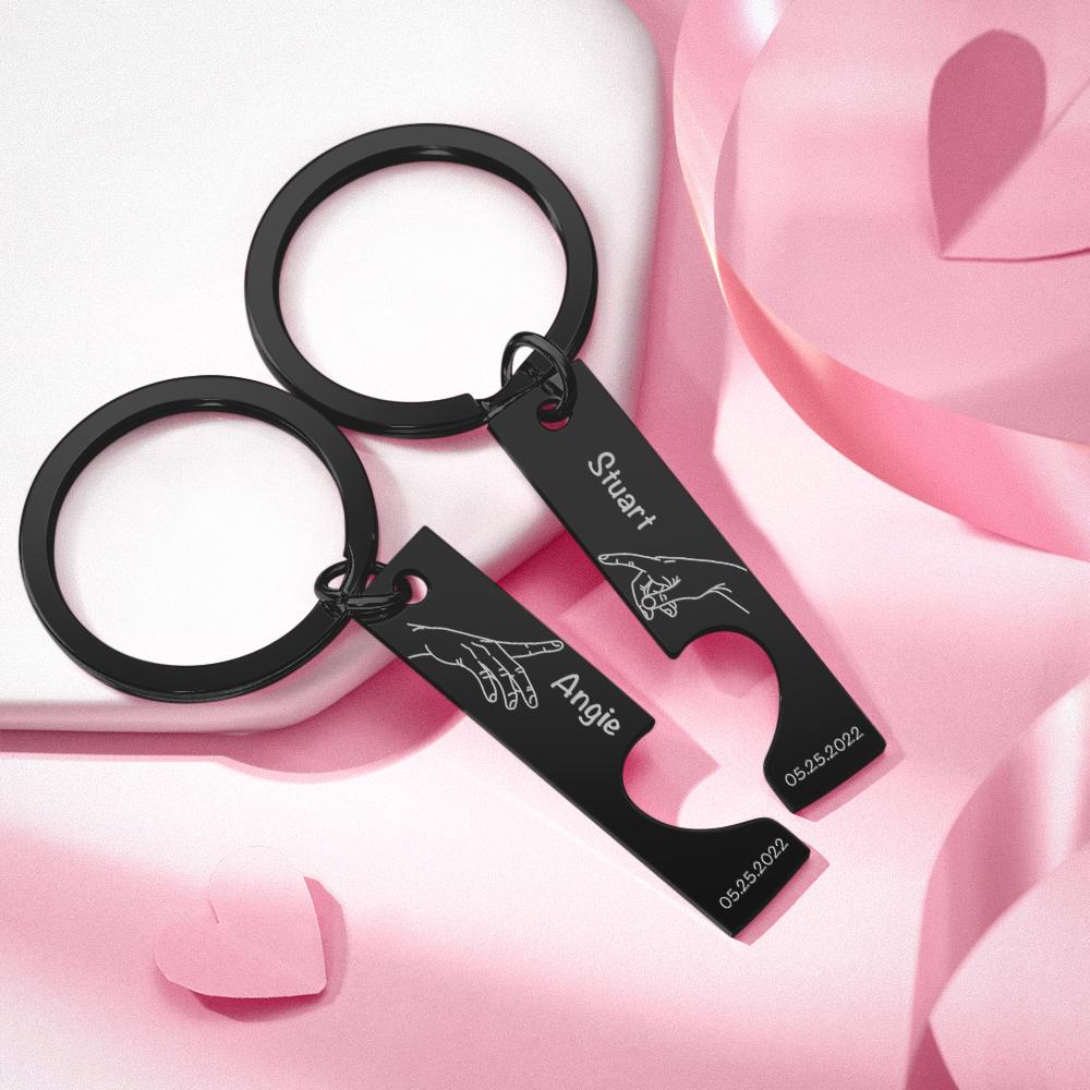 Stainless Steel Couple Keychain – Engraved Names, Dates & Custom Spotify Code