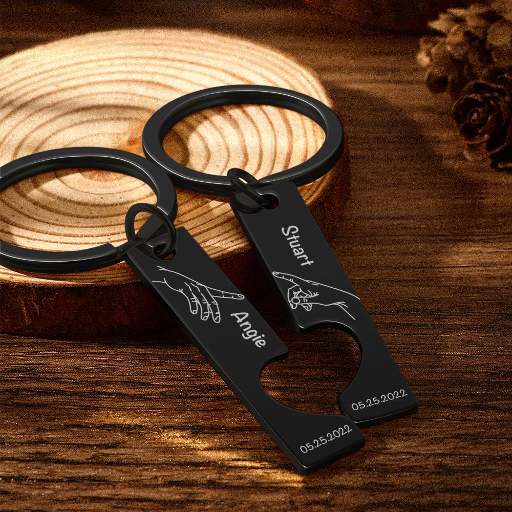 Stainless Steel Couple Keychain – Engraved Names, Dates & Custom Spotify Code