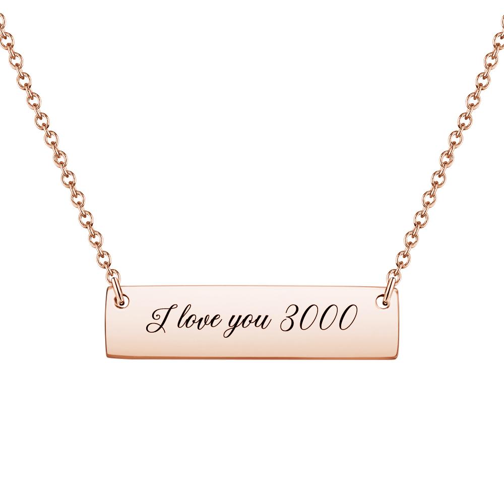 Personalised Text Bar Engraved Pendant Necklace