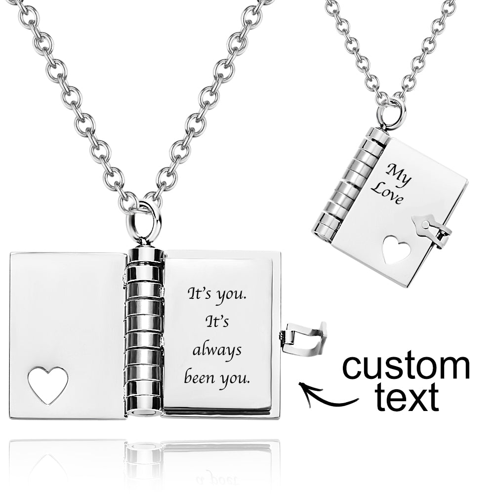 My Love Book Necklace – Engraved Love Letter Pendant | Personalised Gift for Couples