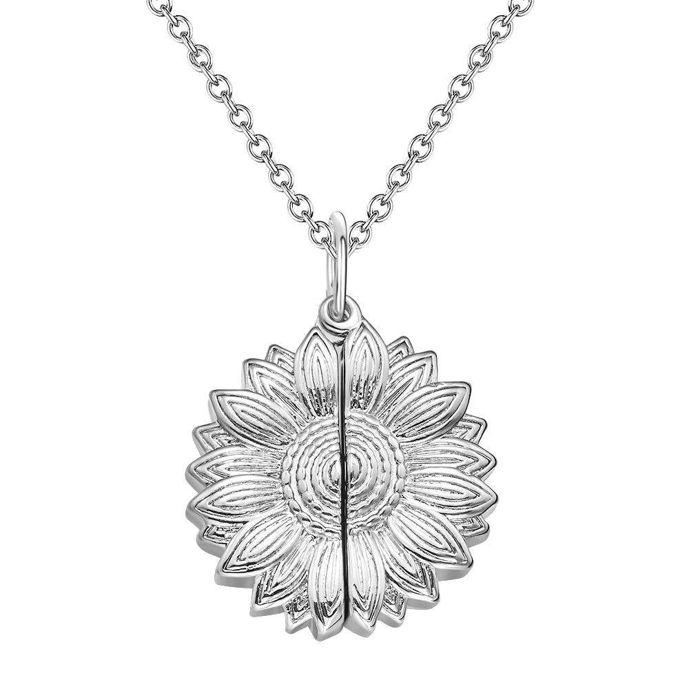 Custom Sunflower Locket Necklace – Personalised Engraved Pendant