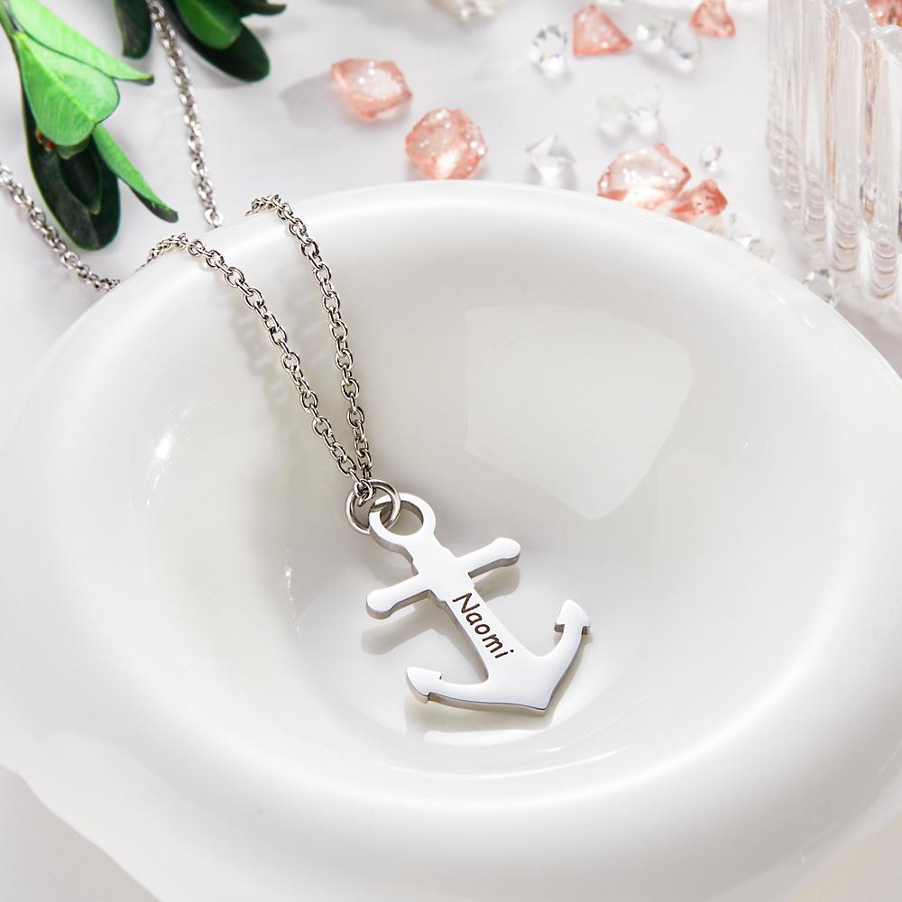 Personalised Anchor Pendant Necklace – Custom Name Jewellery for Men & Women