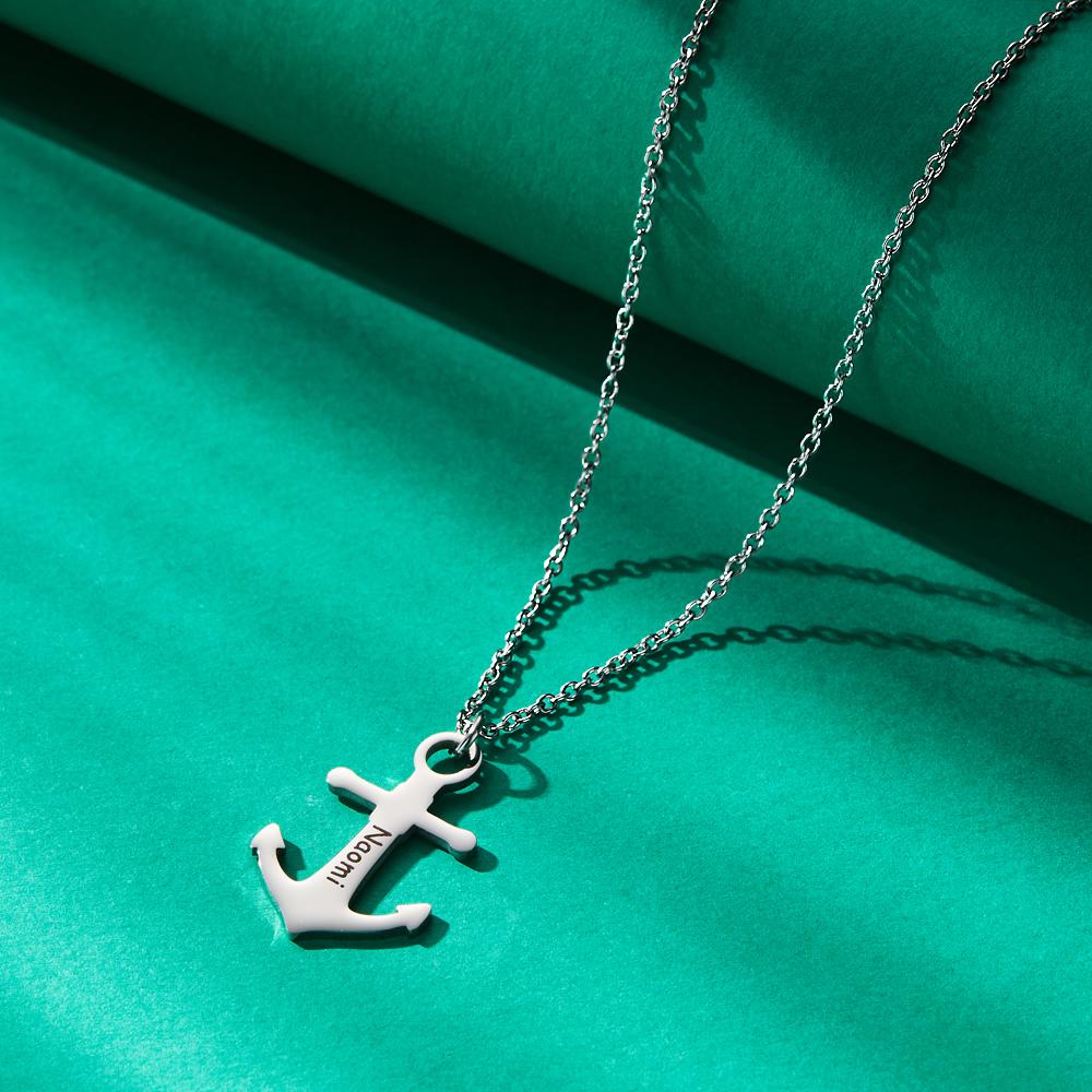Personalised Anchor Pendant Necklace – Custom Name Jewellery for Men & Women