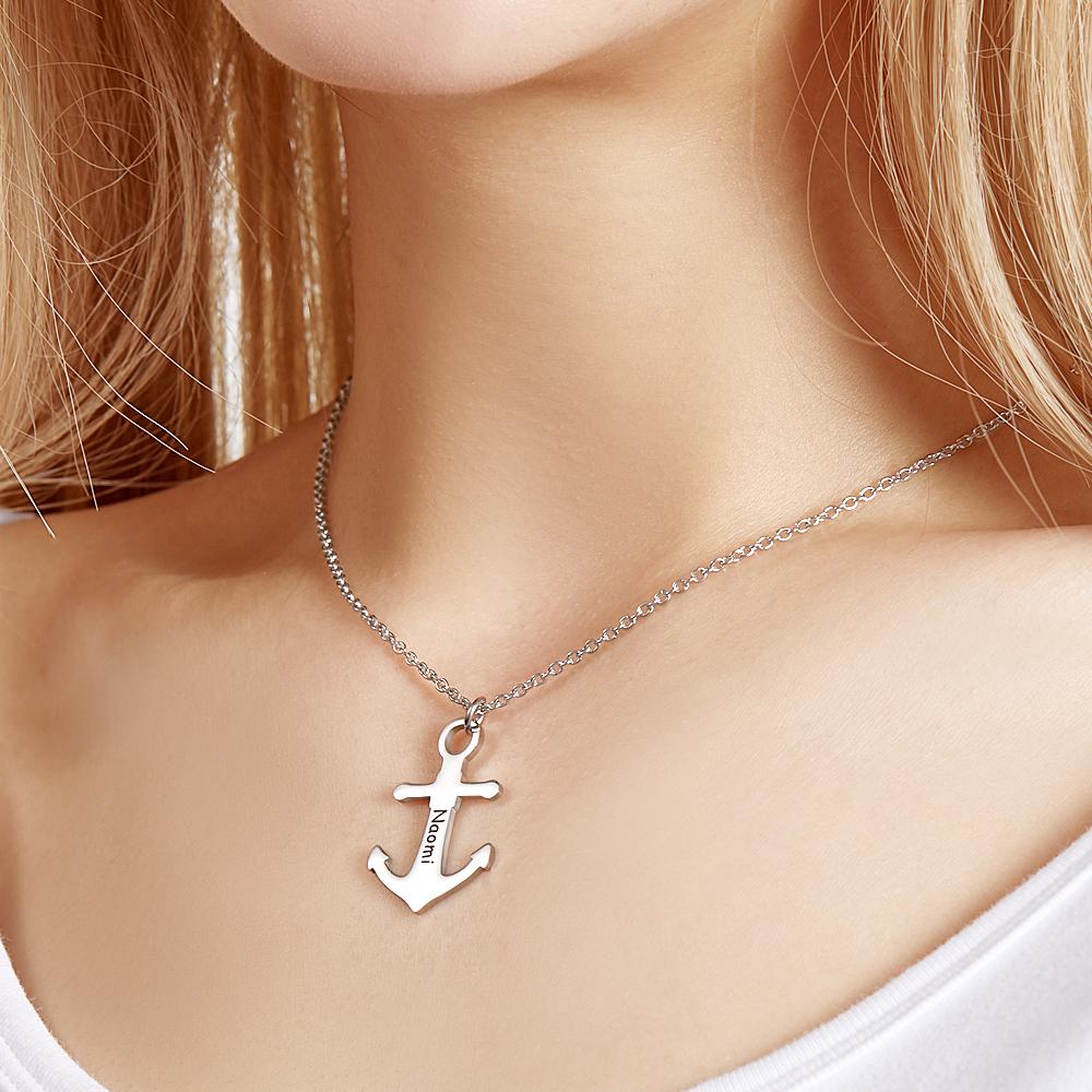 Personalised Anchor Pendant Necklace – Custom Name Jewellery for Men & Women
