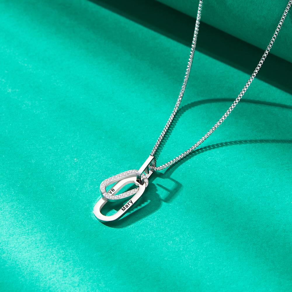 Custom Engraved Necklace Double Ring Necklace