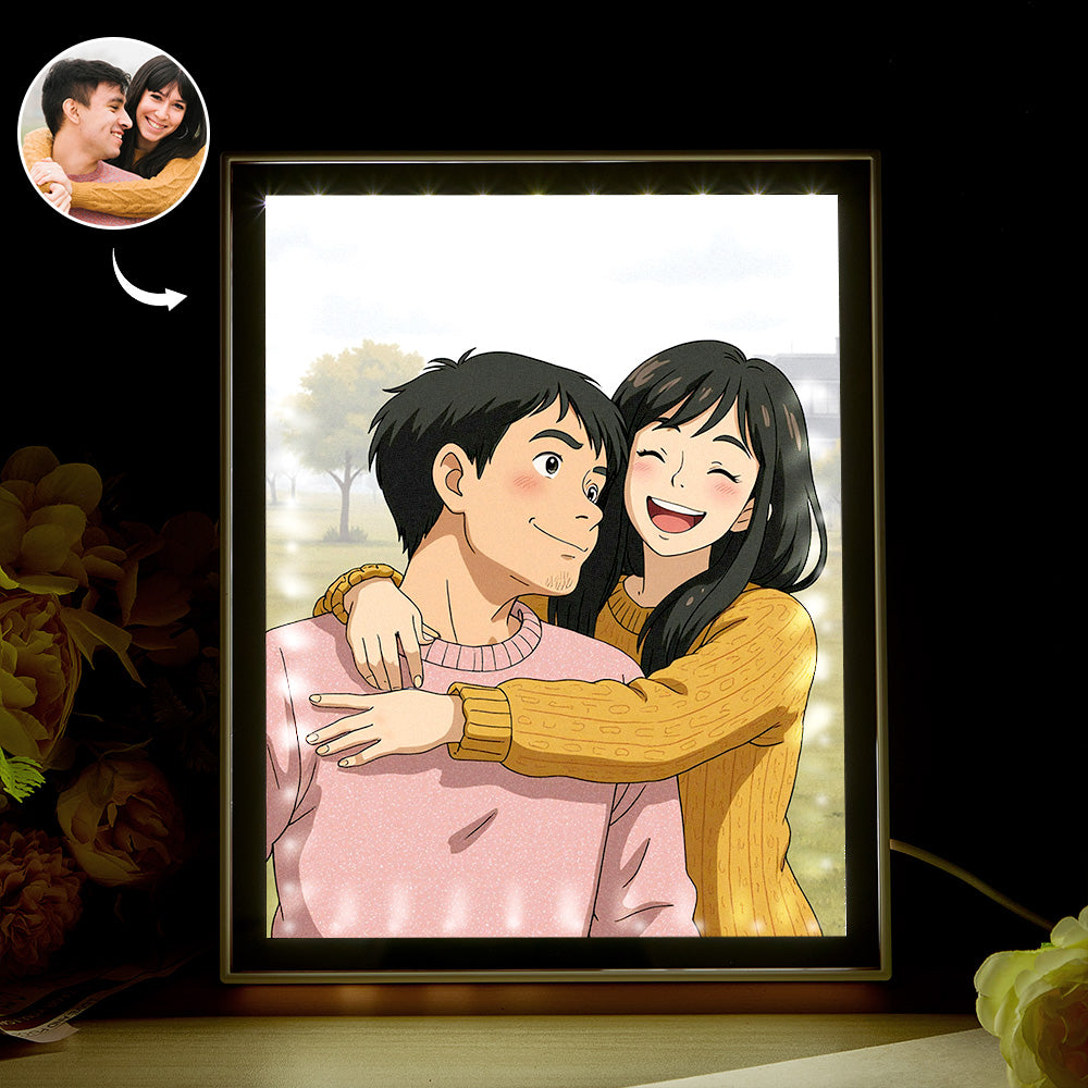Personalised Mirror Night Light | Custom Photo Ghibli-Style Keepsake