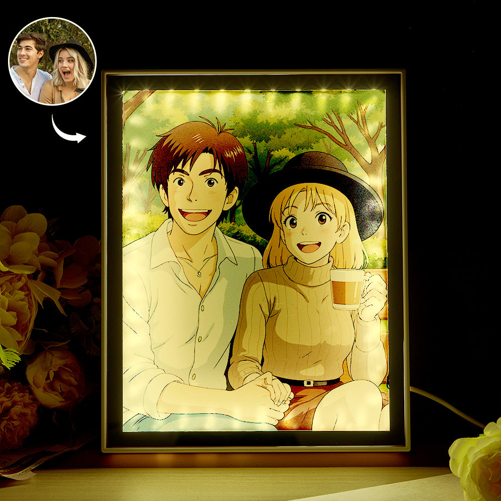 Personalised Mirror Night Light | Custom Photo Ghibli-Style Keepsake