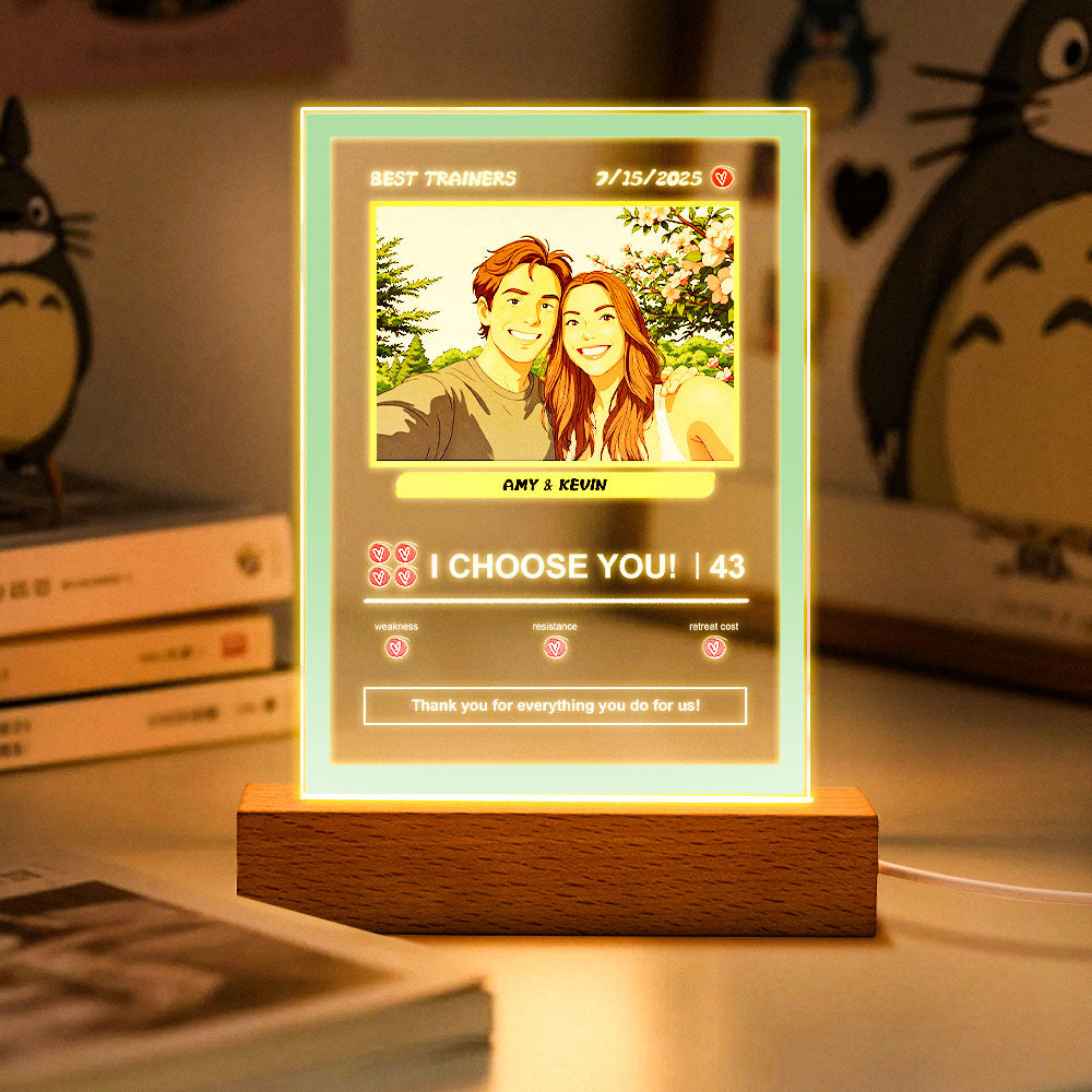 Personalised Acrylic Poké-Style Card Night Light – Custom Photo & Text Gift