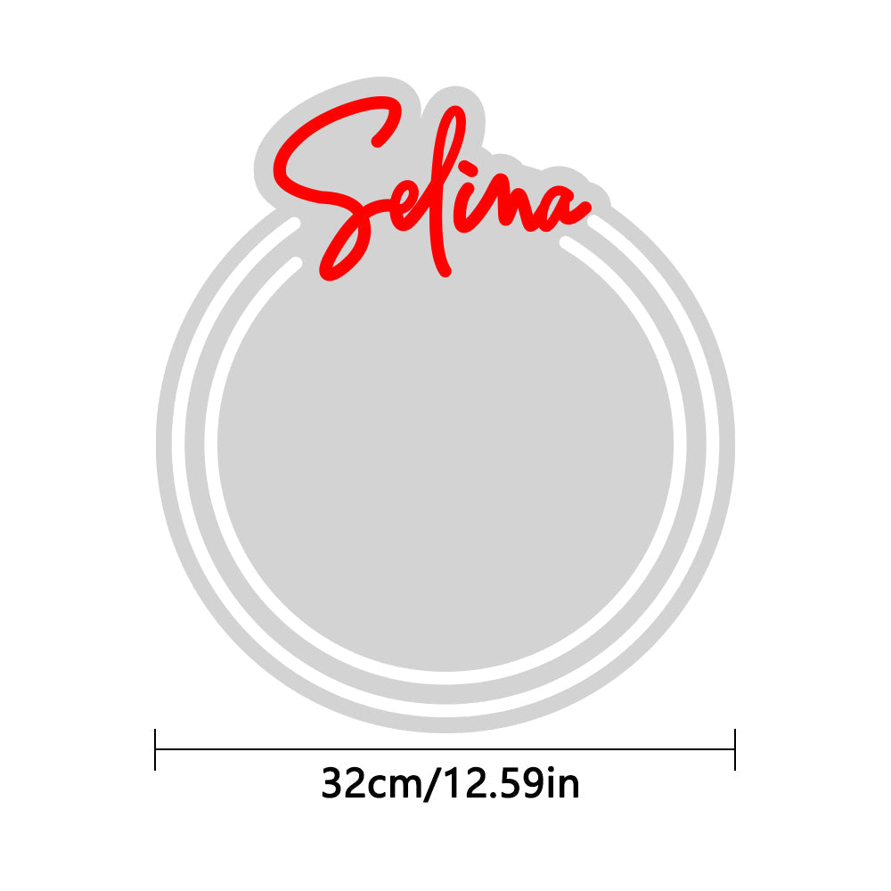 Custom Name Neon Mirror Light – Personalised LED Wall Mirror with Dimmable Glow