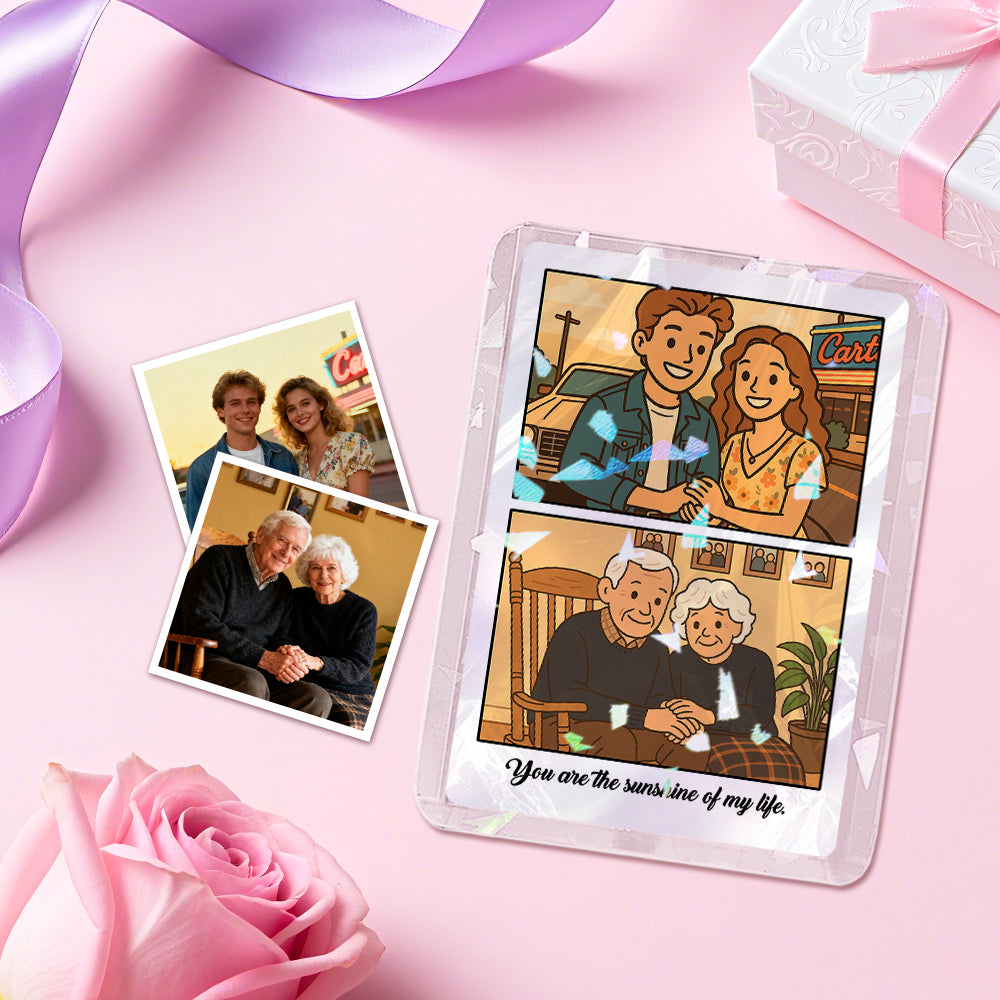 Custom Photo & Text Anime-Style Double-Sided Card | Personalised Keepsake Gift