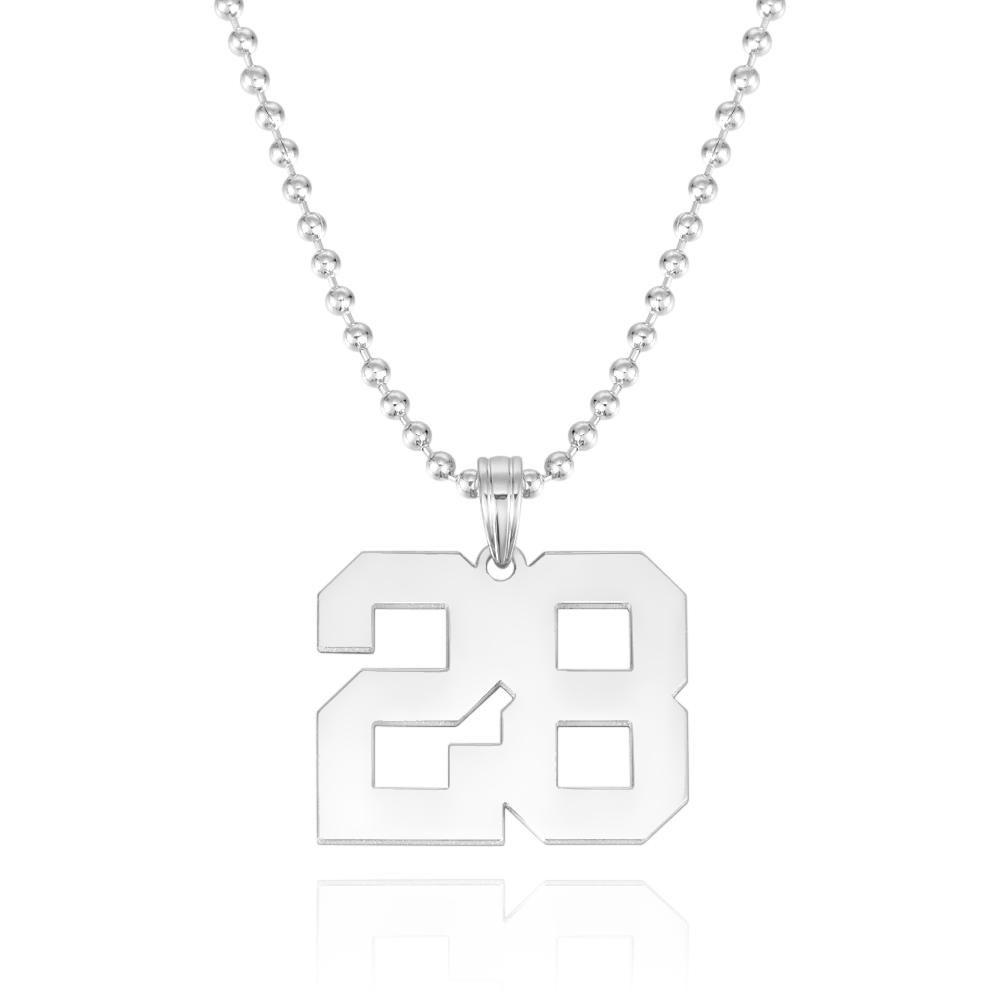 Custom Number Pendant Thick Chain Necklace