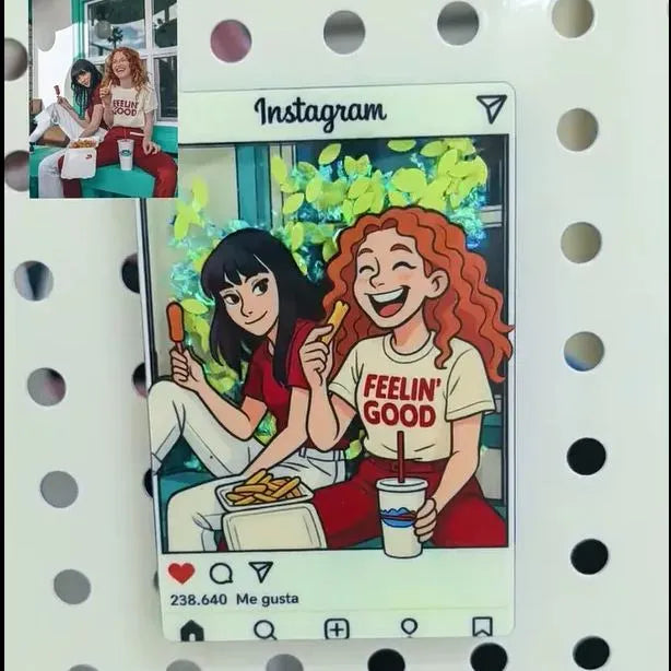 Custom Cartoon Photo Glitter Acrylic Fridge Magnet | Personalised Keepsake