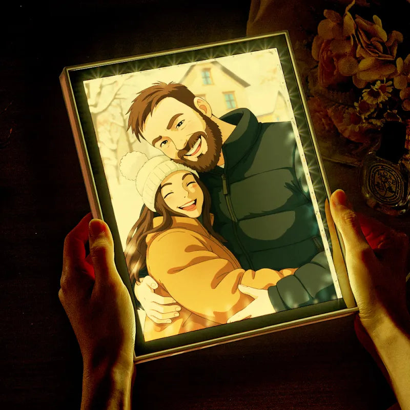 Personalised Mirror Night Light | Custom Photo Ghibli-Style Keepsake