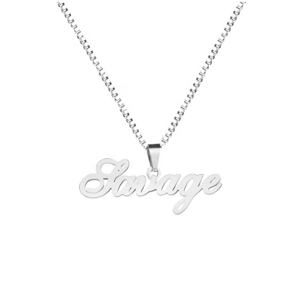Custom Script Name Pendant Necklace Stainless Steel