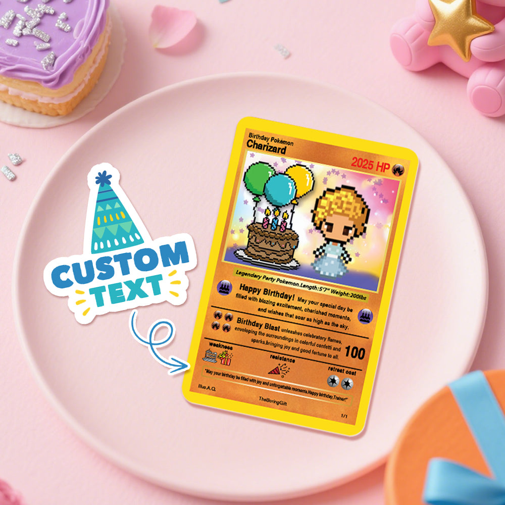 Personalised Birthday Cartoon Trading Card | Custom Character Gift Keepsake