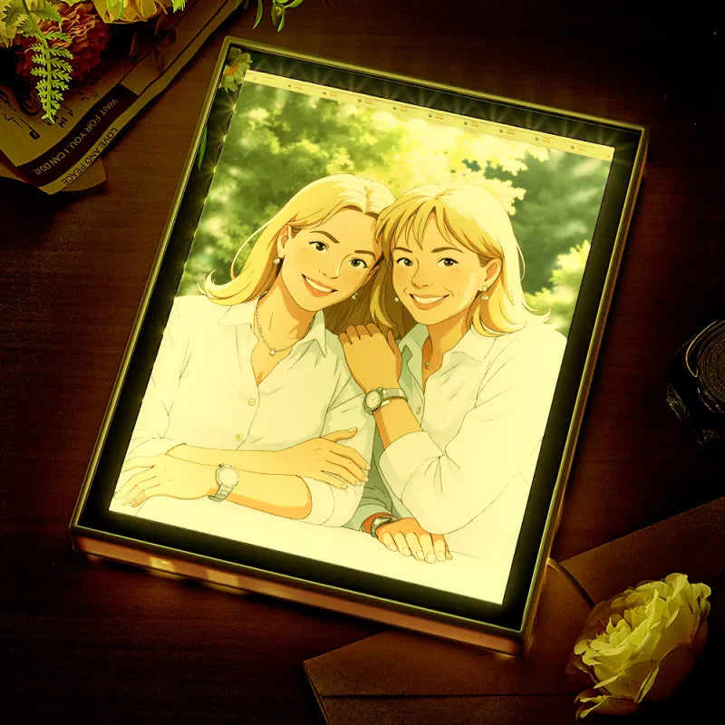 Personalised Mirror Night Light | Custom Photo Ghibli-Style Keepsake