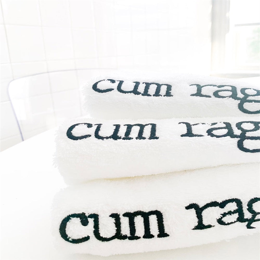 Cum Rag Embroidered Cotton Towel | Funny Novelty Gag Gift