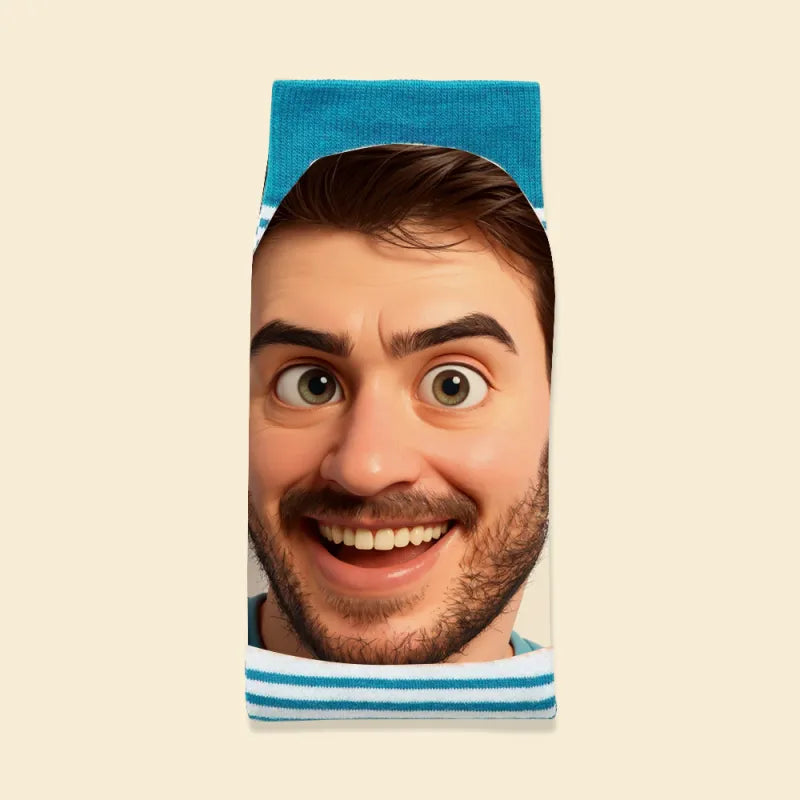 Custom Cartoon Face Socks | Personalised Photo Socks Gift for Him or Her