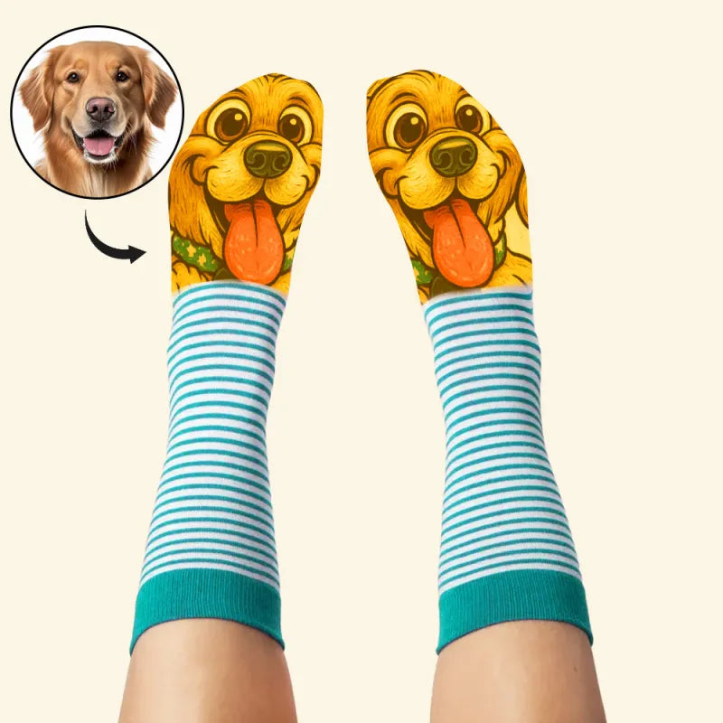 Custom Cartoon Face Socks | Personalised Photo Socks Gift for Him or Her