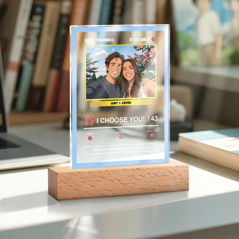 Personalised Acrylic Poké-Style Card Night Light – Custom Photo & Text Gift