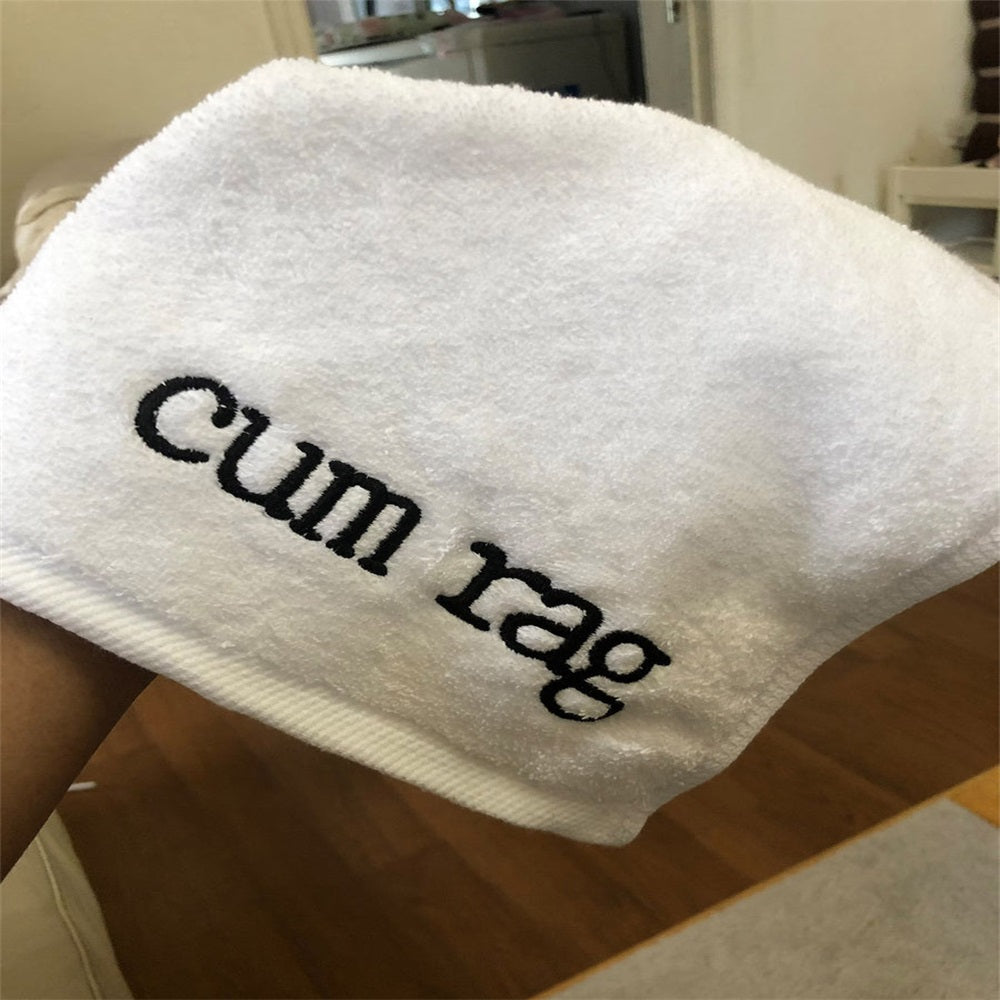 Cum Rag Embroidered Cotton Towel | Funny Novelty Gag Gift