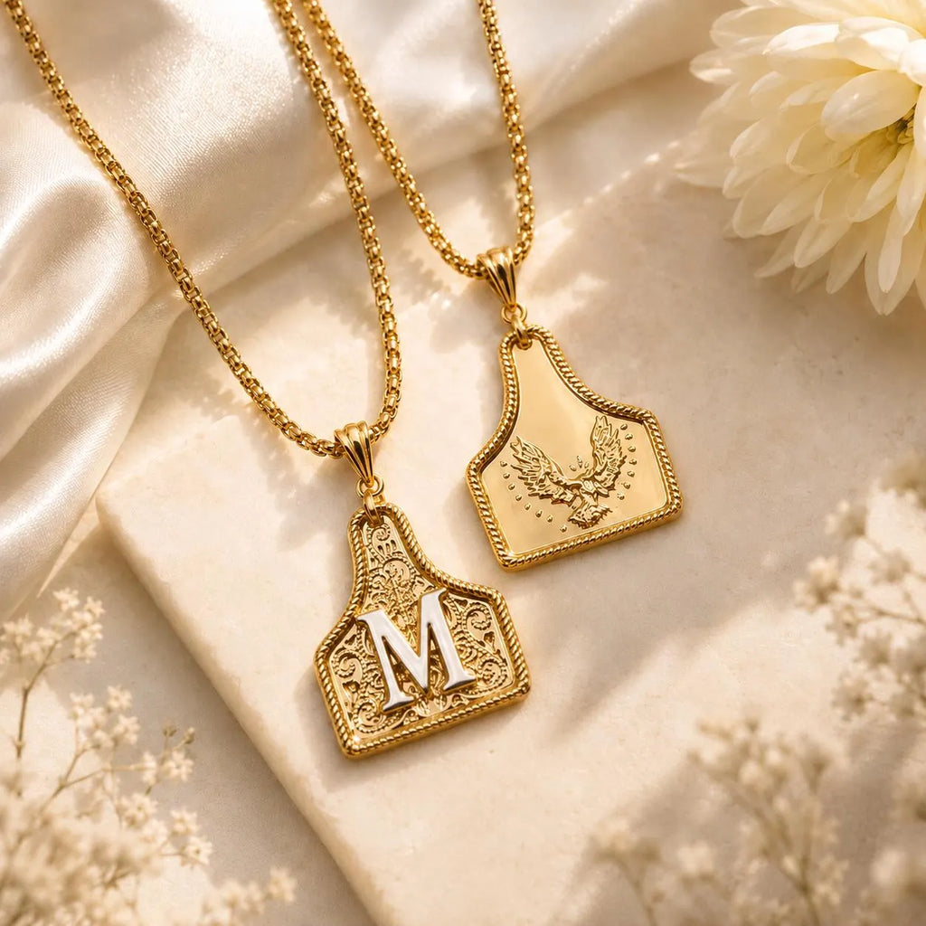 Western Initial Necklace – Unisex Cowboy Pendant
