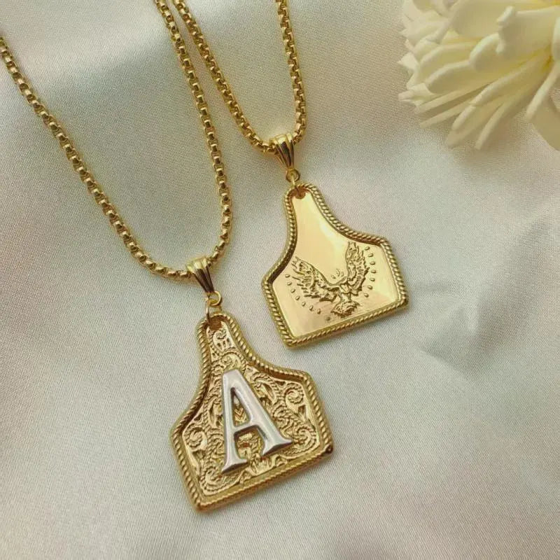 Western Initial Necklace – Unisex Cowboy Pendant