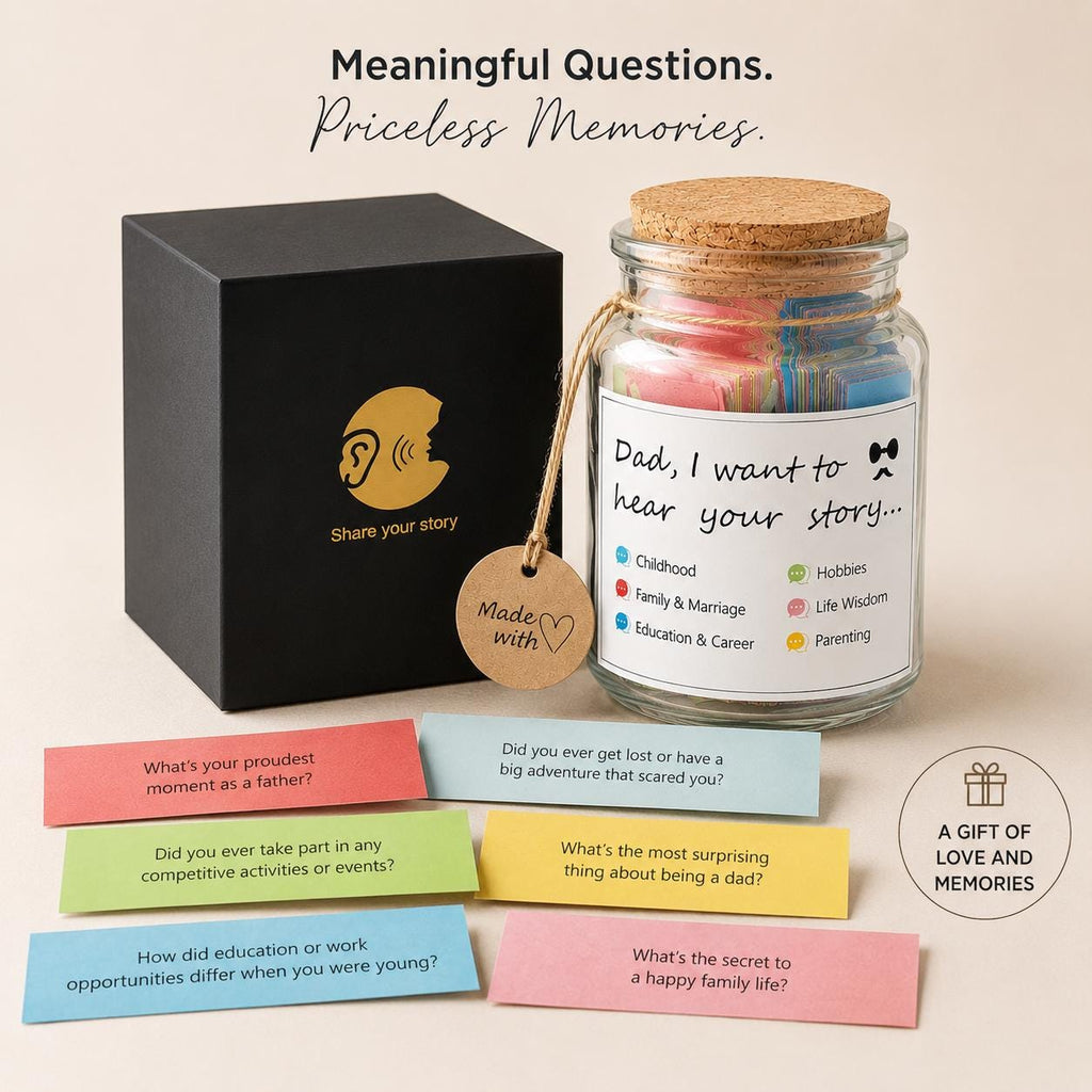 Dad I Want to Hear Your Story Jar, Meaningful Father Figure Keepsake, Conversation Starter for Family Memories, Father’s Day Gift from Kids